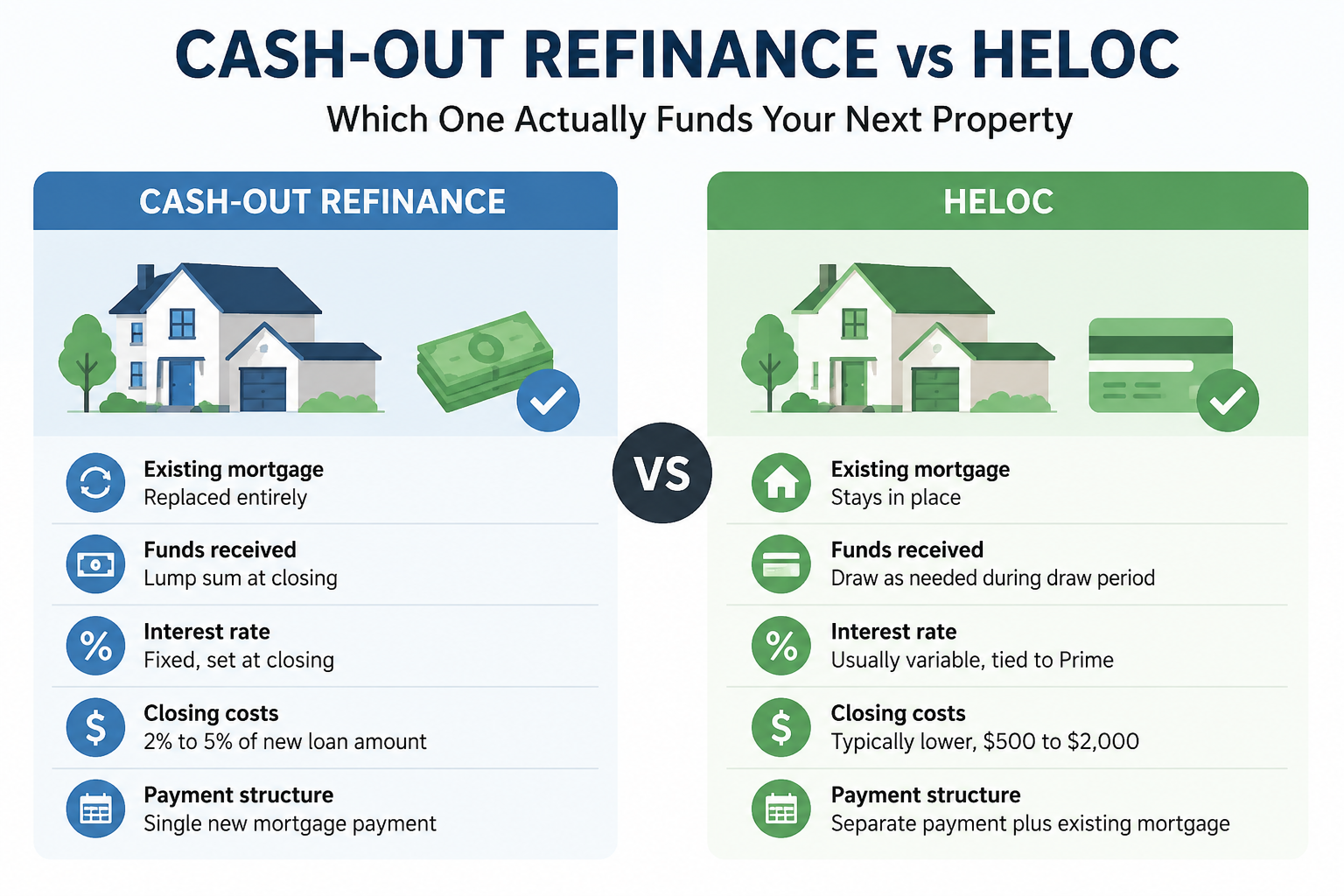 Cash-Out Refinance vs HELOC: Which Funds Your Next Property