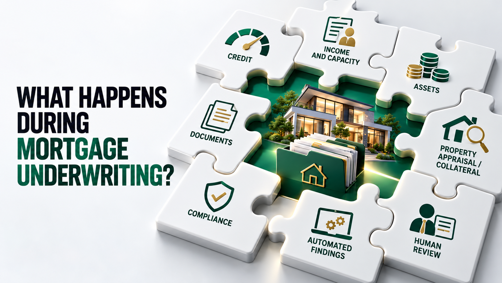 Mortgage underwriter reviewing a homebuyer loan application and supporting documents